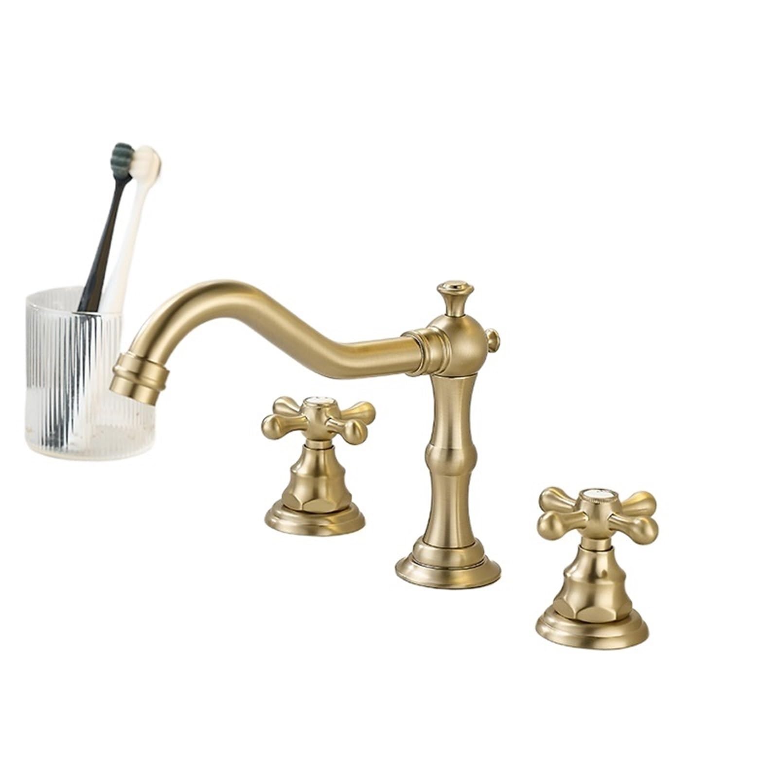 Grifo de lavabo de latón total en oro cepillado