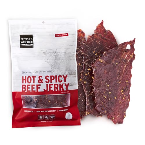 People’s Choice Beef Jerky – Hot & Spicy Big Slab – Whole Muscle, Thin-Sliced, Slab Jerky Texture – 9g Protein per Serving – Made in USA – 15 Count, 19.2 oz Bag