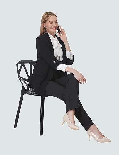 Miniatura 7 de Tapata Pantalones de vestir de pierna recta para mujer, cintura alta elástica con bolsillos de 293133 pulgadas, para el trabajo casual