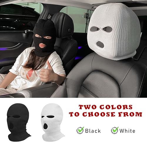 Suvnie SUVNIE-1430CH 2 Pcs Car Headrest Cover, Personalized Funny Car Seat Full Face Mask thumb #2