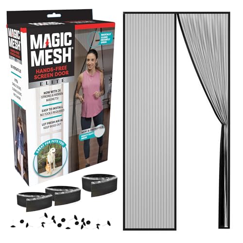 Magic Mesh Elite- More Durable Magnetic Screen Door Reinforced Seam Mesh Curtain Keeps Bugs Out One Panel Hook & Loop Frame Strong & Hidden Magnets- Fits Single Doors up to 39 x 83 Inches