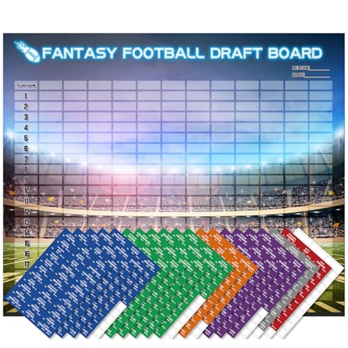 ZLODEPIP 2026 Fantasy Football Draft Board Kit 12 Tteams 20 Rounds with 600+ Player Sticker Labels