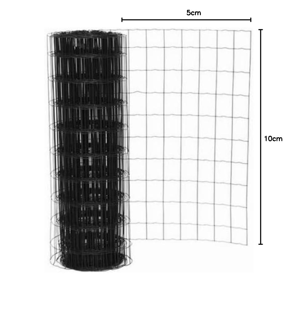 Garmix Grillage anthracite | Hauteur 120 cm | Maille large 10 x 5 cm | Clôture de jardin | Grillage galvanisé plastifié | Rouleau de treillis métallique 25 m