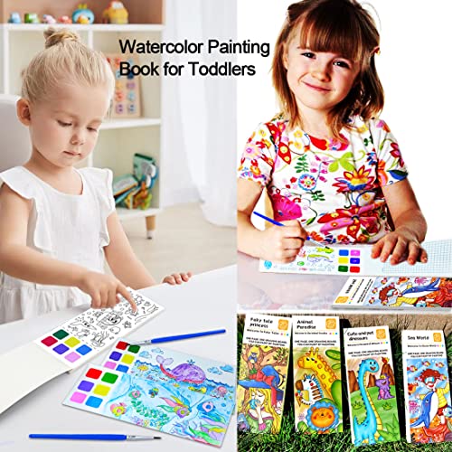 Water Coloring Books For Kids Ages 4-8,Pocket Watercolor Painting Book Kit For Toddlers,Kids Water Color Paint Set Art Crafts,Mini Travel Water Coloring Book,Gifts For Girls Boys #TOP4