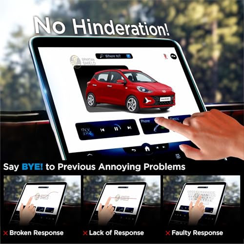 Image of Spartan Shield Glass Screen Guard Protector Compatible With Hyundai Grand i10 Nios 2023 Facelift || Sportz | Asta || 9H Hardness | Ultra Clear | 8 inch Car Display Infotainment System Accessories [Not Tempered Glass]