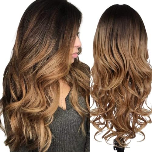 Akashkrishna Ombre Hair Wigs for Women Brown | Long Curly Brown to Blonde Hairs | Heat Resistant Synthetic Hairs | Fashion Cosplay & Hair loss Solution Wigs | Include Wig Cap & Comb-image-36