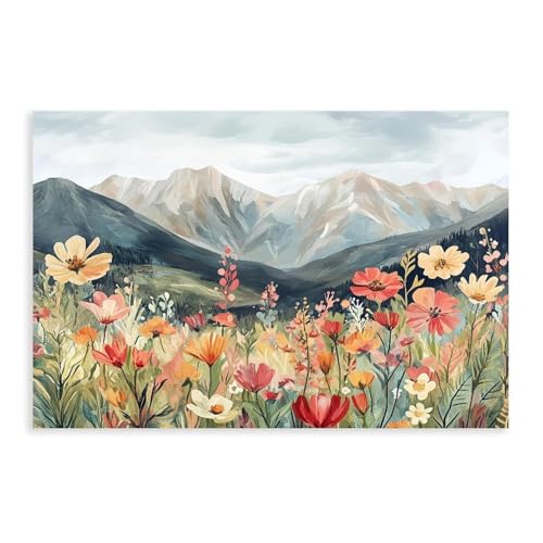 Fleurs sauvages alpines en tableau impressionniste pour créer un cocon nature dans votre chambre
