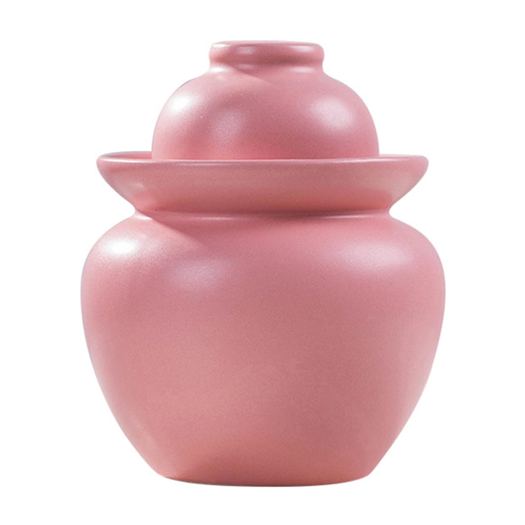 Duży ceramiczny słoik na ogórki, słoik fermentacyjny, kolorowy pojemnik fermentacyjny z pokrywką z uszczelką wodną, ​​zbiornik fermentacyjny do kiszenia kapusty kimchi (różowy, 5 kg)(Pink,1.75Kg)