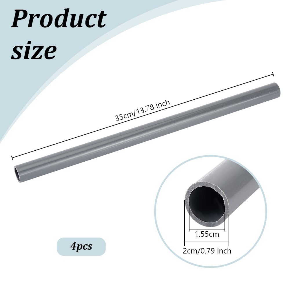 OLYCRAFT 4Pcs PVC Rigid Round Pipes 13.8 Inch Black Hollow Round Tubes 0.8 Inch OD 0.6 Inch ID Plastic Rigid Pipes Round Rigid Tubing for Water Pipe Cable Sleeve Home Plumbing