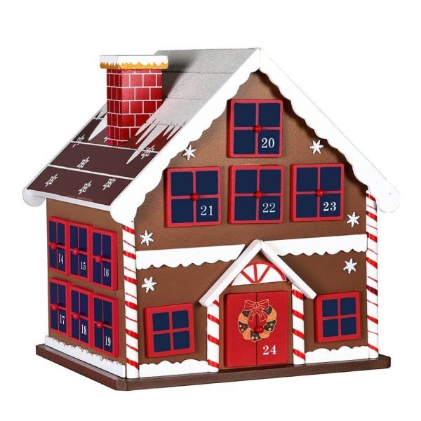 Calendario AVVENTO di Natale CASETTA in Legno 24 CASSETTI Decorazioni Natalizie