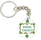 Design original et créatif: Porte-clé unique avec motif trèfle à 4 feuilles vert porte-bonheur et fer à cheval