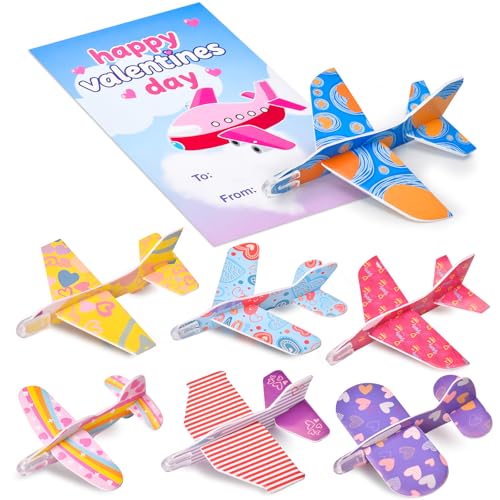 Valentines Day Gifts for Kids - 28 Flying Foam Airplanes Toys Valentine's Greeting Cards for Kids Classroom School Party Supplies Treats for Boys Girls School Party Favor Bulk Exchange Prizes Present - Image 3