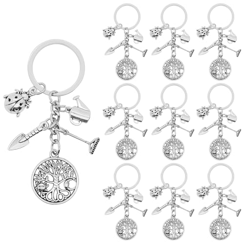 SIQYUWM 10Pcs Garden Keychain Alloy Ladybug Shovel...