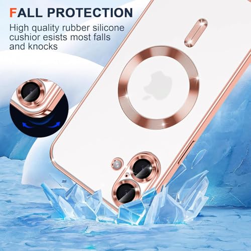 Image of VONZEE Compatible with iPhone 17 Case, MagSafe Compatible Transparent Shockproof Back Cover, Anti-Yellow Slim Protective Case with Camera Protection, Clear Magnetic Phone Case, Ro