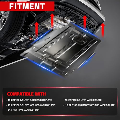 Image of Transmission Skid Plate Engine Splash Guard with mounting Screws Compatible with 2015-2022 Ford F150 Protection Plate Replace OEM Under Diaper