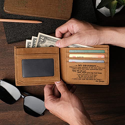 DOPTIKA Birthday Gifts For Men, Grandpa To Grandson RFID Bifold Wallet, Graduation Back To School Gifts For Boys, Mens Leather Wallets, Teen Boy Gifts, Men Birthday Gift Ideas, Mens Gifts Unique3