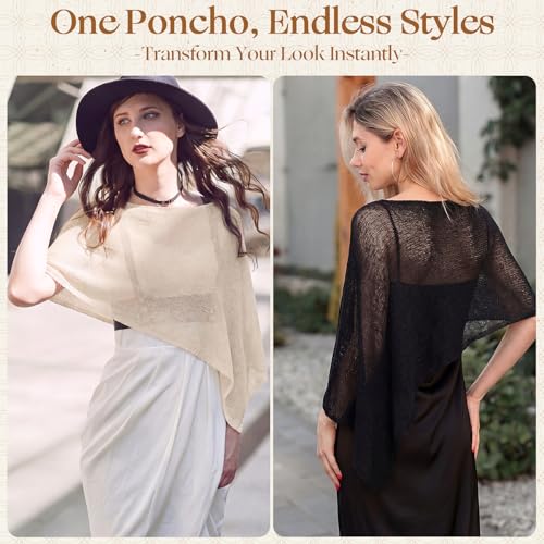 Image of Women Sheer Poncho Shrug Summer Sheer Blouse Top Lightweight Poncho Bolero for Evening Dress