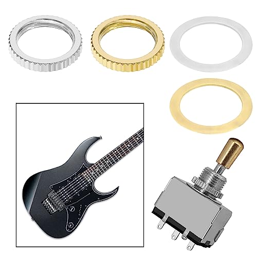 VGOL 3 Set Electric Guitar Switch Gear Nut & Spacers Replacement Compatible with Epiphone Compatible with Gibson Guitar Toggle Switch Nut Metal - Image 2