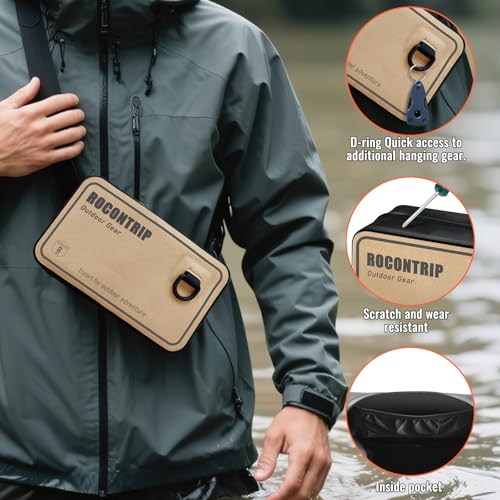 Bolsa seca impermeable ROCONTRIP 100%, mochila de cintura con cremallera hermética y correa ajustable, bolso cruzado liviano para kayak, snorkel y natación (Caqui) miniatura 6