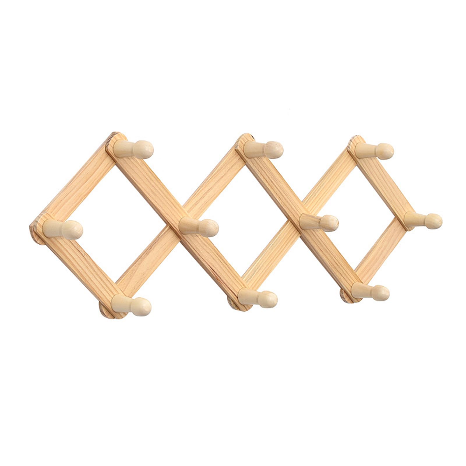 Jazuaiao Wooden Wall Mounted Coat Rack Wood Hanger with Adjustable Pegs for Hats and Bags Expandable Baseball Caps Holder Baseball Caps Organiser