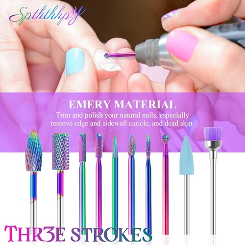 THR3E STROKES 10Pcs Diamond Nail Drill Bits Set, 3/32” Inch Nail Drill Bits for Acrylic Gel Nails, Professional Cuticle Nail Bits Kit, Manicure Pedicure Remover Tools for Nail... - Image 4