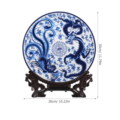 Plato decorativo dragón y fénix con cerámica esmaltada premium 7