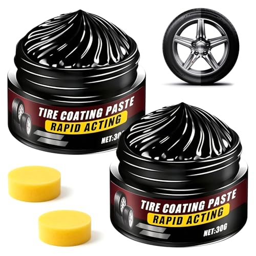2Pcs Premium Tire Coating & Trim Restorer, Tire Coating Paste, Car Tire Shine with...