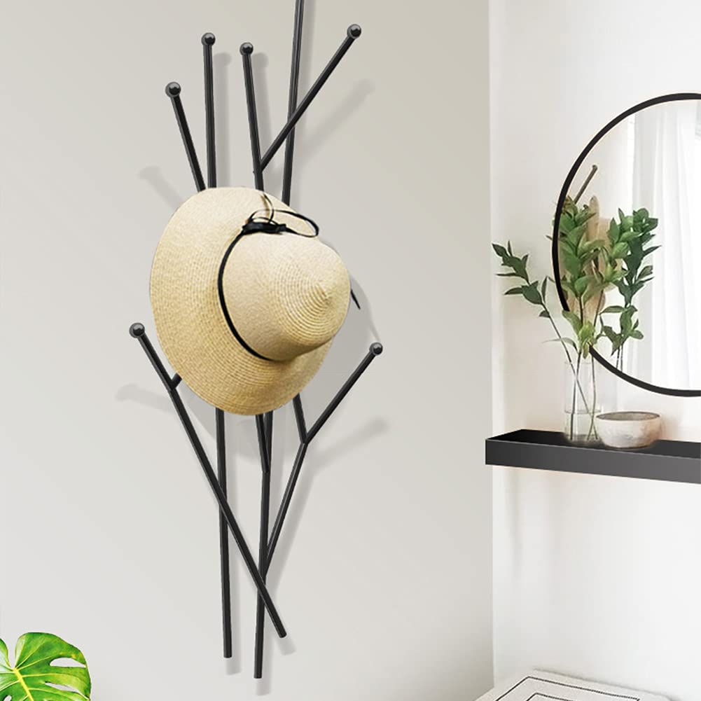 Perchero rústico de pared con ganchos de hierro forjado para entrada y baño, perchero decorativo de granja con ganchos de metal duraderos