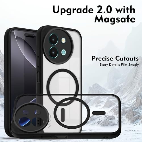 Image of V-TAN Back Cover for Vivo T3X 5G | TPU | Transparent Crystal Clear Magnetic Case Compatible with T3X | Camera Protective Shockproof Mobile Cover Design (Black)