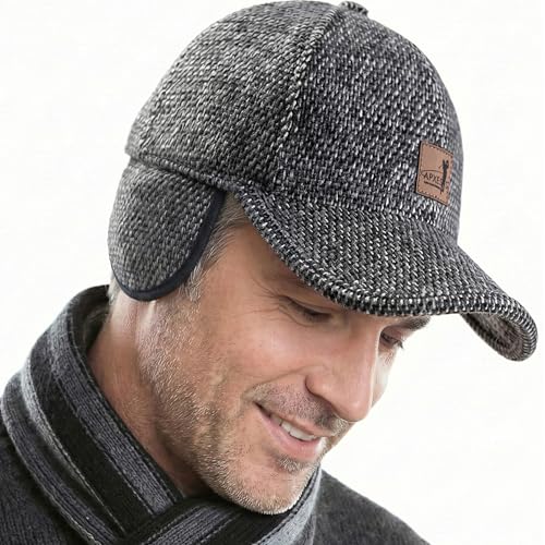 Men's Winter Outdoor Hat with Earflaps, Adjustable...