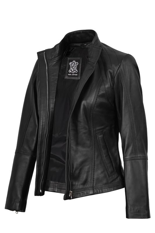 Blingsoul Real Leather Jacket For Women -Women's Cafe Racer Style Leather Jackets