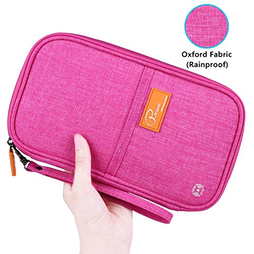 Image of VanFn RFID Travel Passport Wallet, Family Passport Holder, Trip Document Organizer P.Travel Series (Rose Red)