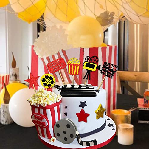12 Pcs Movie Night Cake Topper Glitter Movie Cupcake Toppers Picks Movie Night Birthday Party Decoration For Movie Theme Birthday Party Baby Shower Supplies #TOP5