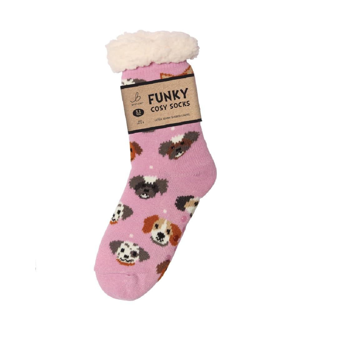 Bartleby Women's Pink Sherpa Socks - Perfect Puppies
