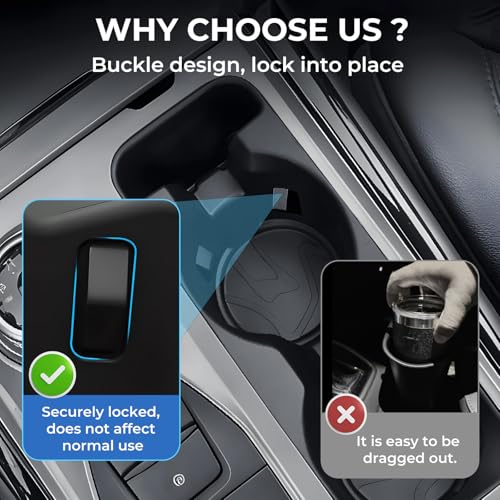 Image of Center Console Cup Holder Inserts for Ford Explorer 2024 2023 2022 2021 2020, Interior Accessories TPE Car Cup Holders Covers Protector for 2020-2024 Explorer, Black