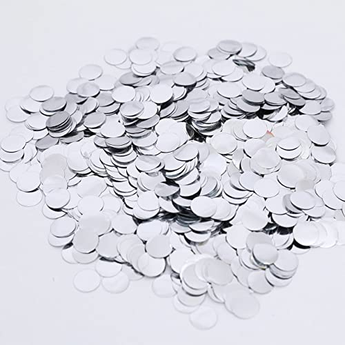 Image of Silver Metallic Foil Confetti(0.59 inch) Round Dots Glitter Table Confetti for Party Wedding Decorations,2.11 OZ per pack