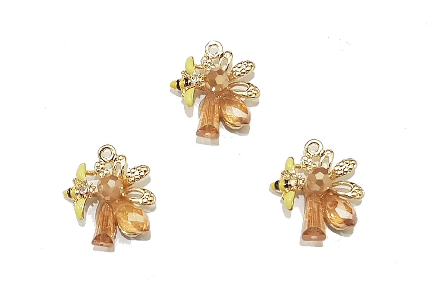 Mohan Shoppe Golden Crystal Stone Designer Fancy Button for Jewelry Making Craft Item Ladies Suits Dresses Size: 2.1 * 2.4 cm Approx., Package of 3 Pieces (Golden)