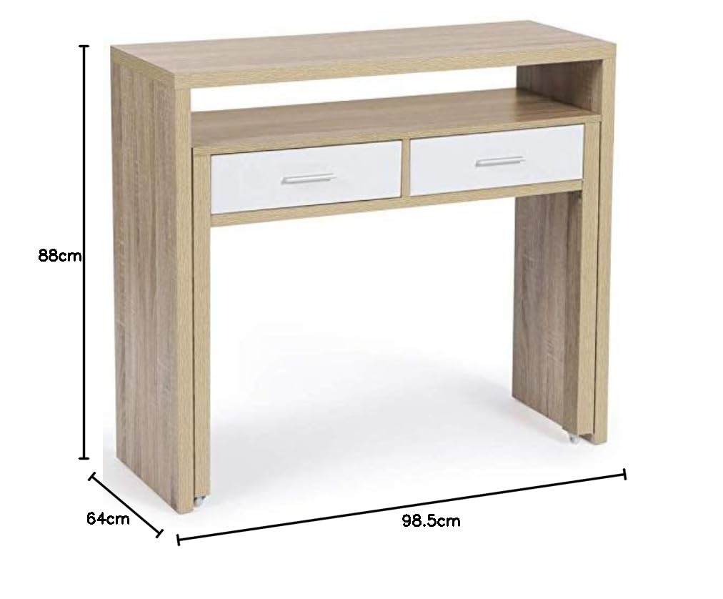 IDMarket - Bureau Extensible Max façon hêtre et Blanc