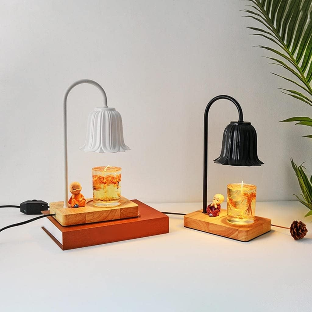 Scaldacandele for aromaterapia a forma di tronco con timer e design a forma di orchidea for bagno, soggiorno e ufficio lampada da scrivania(Wit)