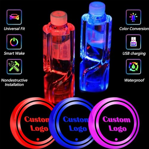 Luz LED personalizable para portavasos de carro 2 piezas miniatura 5