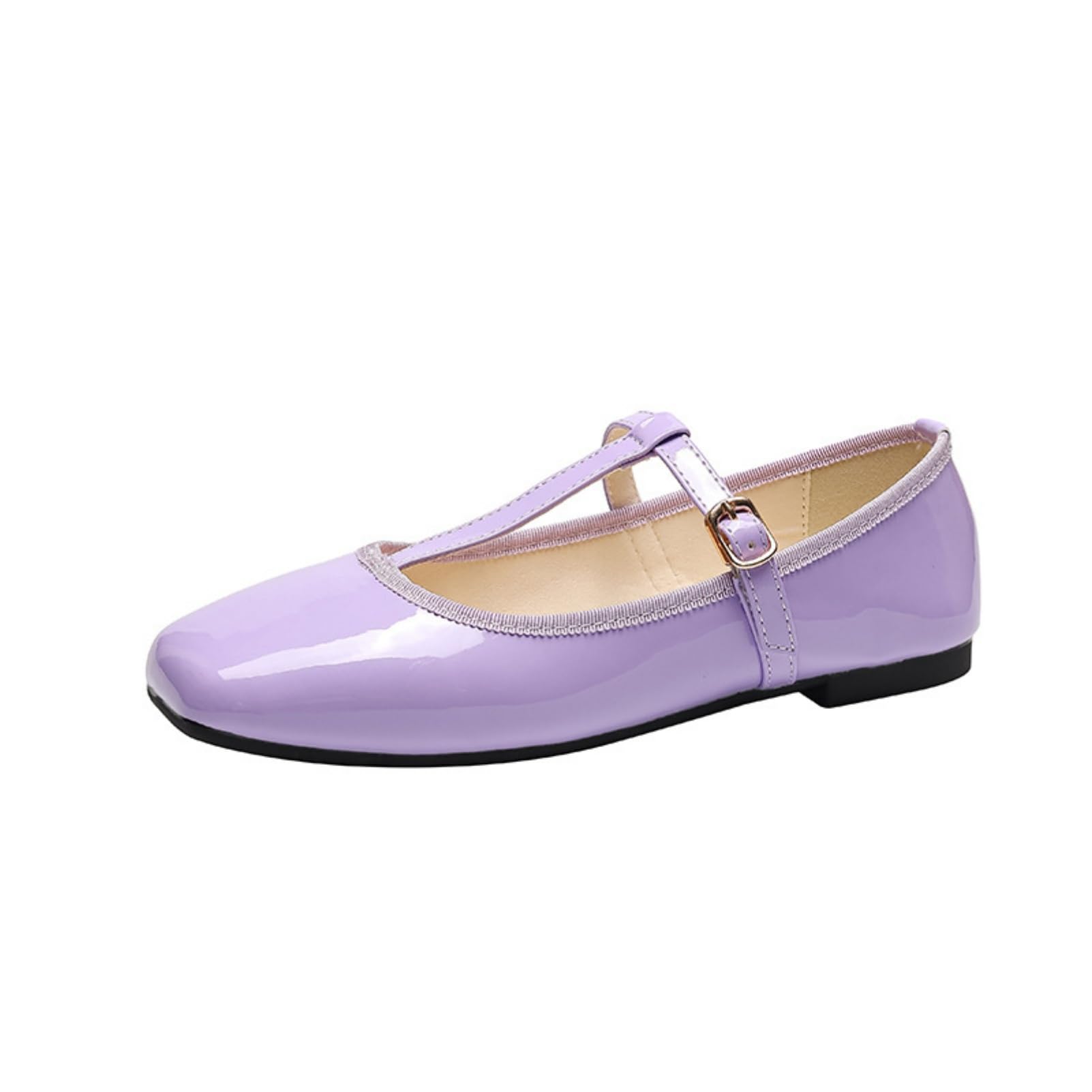 ANUFER Mujeres Zapatos Planos Mary Jane Hebilla Correa en T Bailarinas