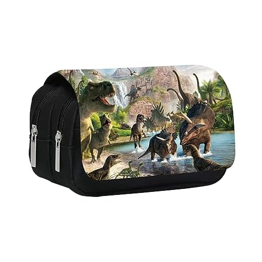 MEZHEN Estuche Dinosaurios Estuches de Lápices de Gran Capacidad de Dinosaurios Estuche de Lápices Doble para Adolescentes Material de Oficina