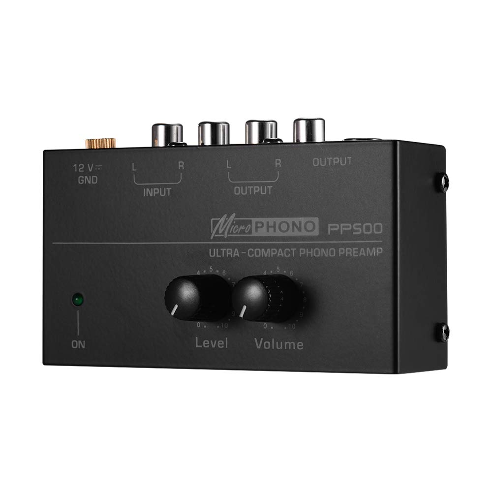 Kalaok Preamplificador Phono Preamp ultracompacto con controles de nivel y volumen Entrada y salida RCA Interfaces de salida TRS de 1/4"