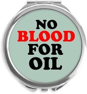 No for Oil Love and Peace World Hand Compact Mirror Round Portable Pocket Glass