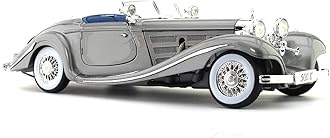 1936 Mercedes-Benz 500 K 1:24 Diecast Scale Model Alloy Metal Pull Back Toy car for Kids with Openable Doors & Light, Music Toy Vehicle for Kids - Colors as Per Stock(Design-5)