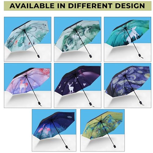 Image of Kraptick Printed Travel Umbrella for Rain, UV, Wind Proof, Water-Proof Umbrella for Men /Women /Boys /Girls /Kids (UMBR-02)