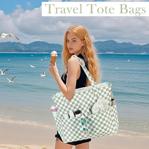Image of LEDAOU Beach Bag Waterproof Sandproof Women Beach Tote Pool Bag with Zipper for Swim Gym Grocery Travel with Wet Pocket | Sandproof