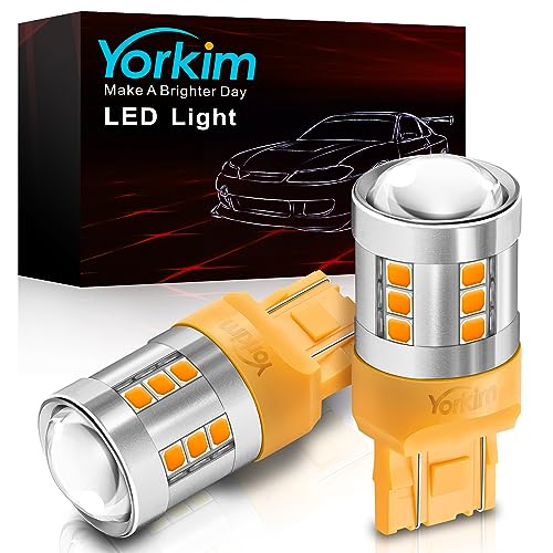 Yorkim 7443 LED Bulb Amber high bright 7440 led bulb amber with projector T20 W21W 7440NA led bulb Replacement Lamp for Turn Signal Lights Blink Lights pack of 2