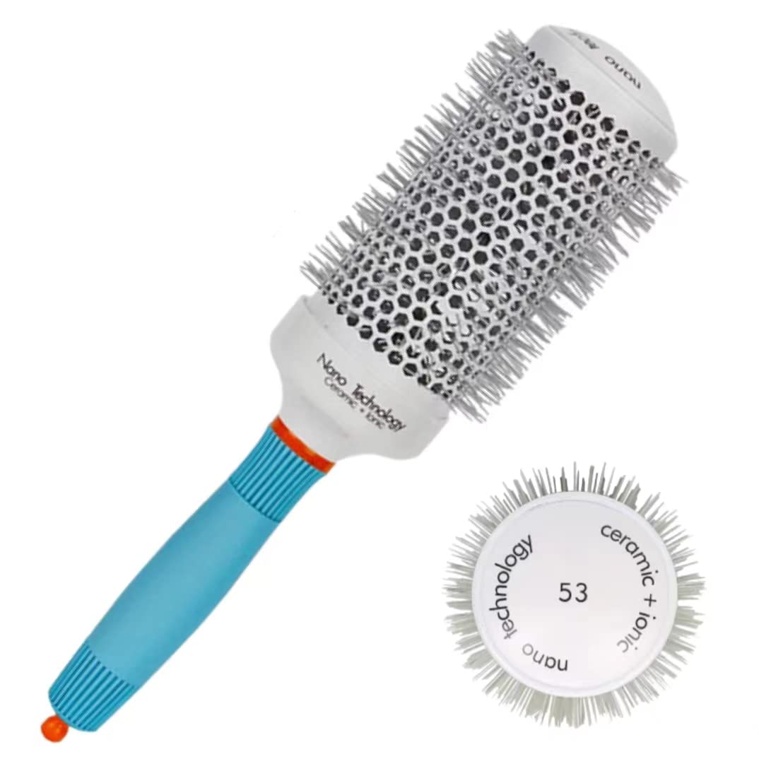 BananaHomeRound Brush for Blow Drying, Nano Thermal Ceramic & Ionic Tech Hair Brush, Professional Round Barrel Brush for Styling,Curling and Straightening (53mm, Green+White)