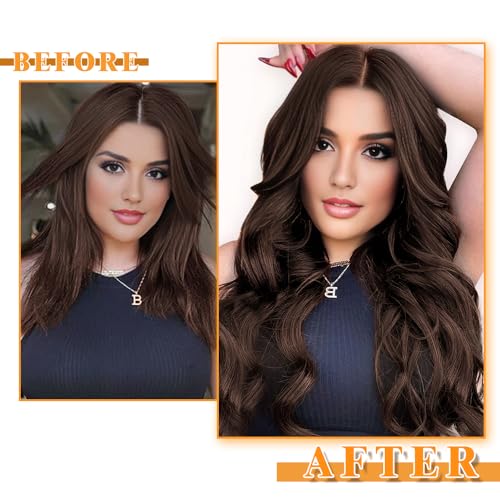 Image of YDDM Dark Brown Tape in Hair Extensions Human Hair, 22 Inch 20pcs Invisible Seamless Tape in Hair Extensions for Women Straight 100% Remy Human Hair(2#,22 Inch)